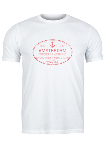 Unisex T Shirt Printed Amsterdam Stamp