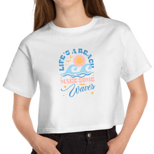 Load image into Gallery viewer, Cropped White T Shirt Life Is A Beach

