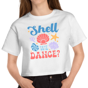 Cropped White T Shirt Printed Shell We Dance