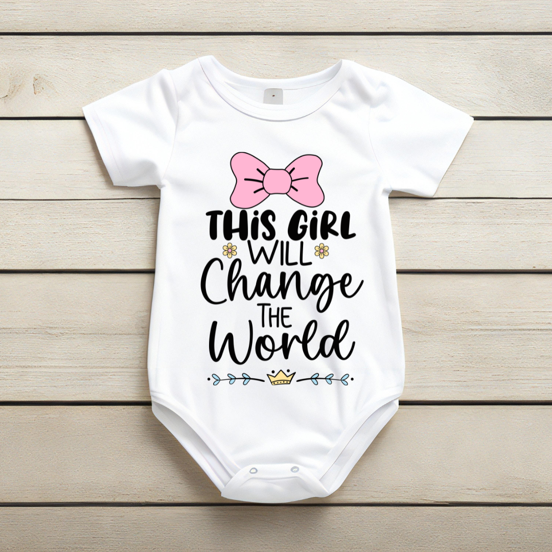 Baby Bodysuit Onesie Printed This Girl Will Change The World Two