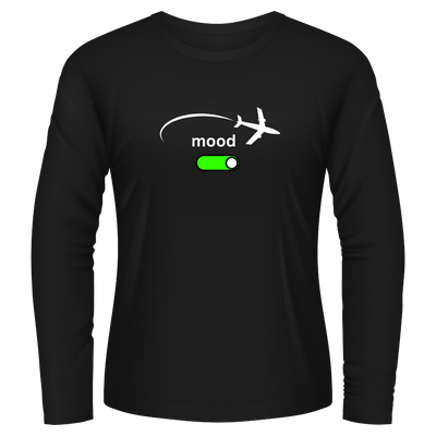 Black Tshirt Long Sleeves Printed Airplane Mode On