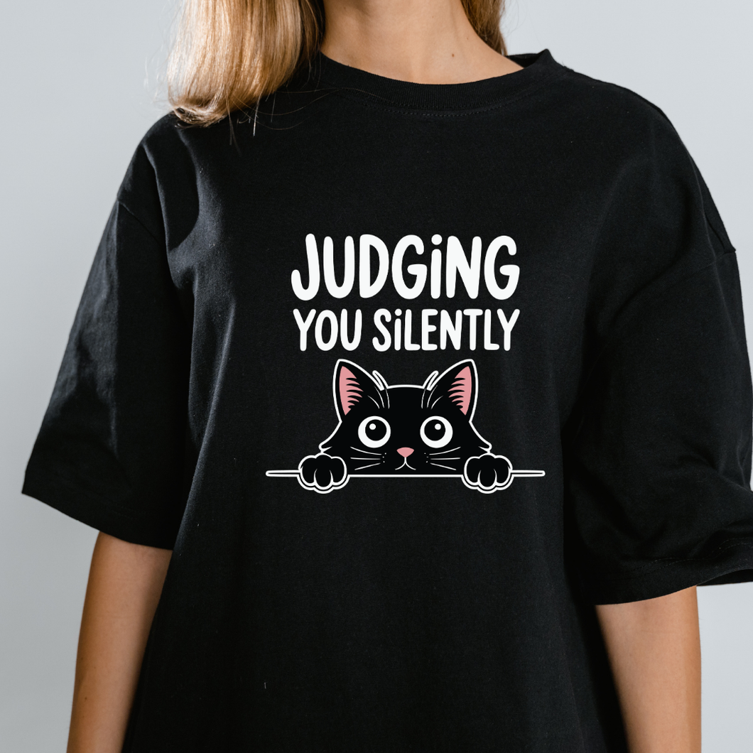 OVERSIZE Black Half Sleeves Printed Judging You Silently