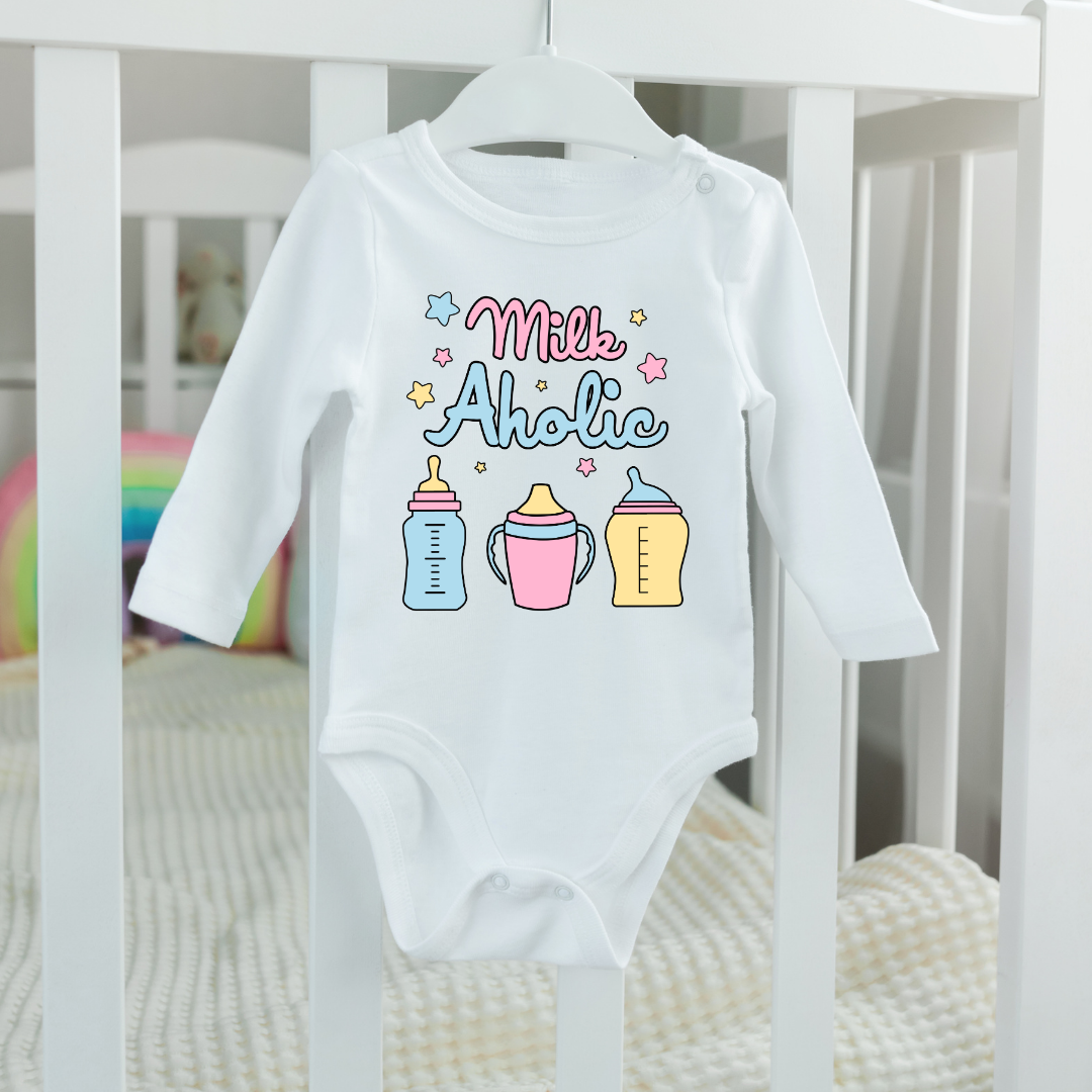 Baby Bodysuit Onesie Milkaholic Long Sleeves