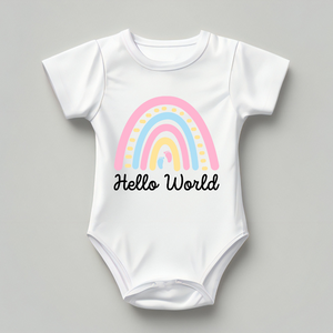 Baby Bodysuit Onesie Printed Hello World Rainbow