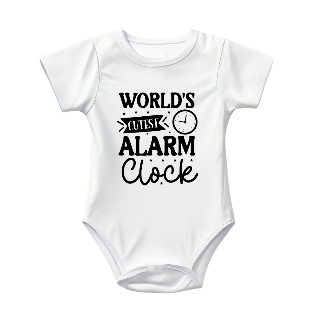 Baby Bodysuit Onesie Printed Worlds Cutest Alarm Clock