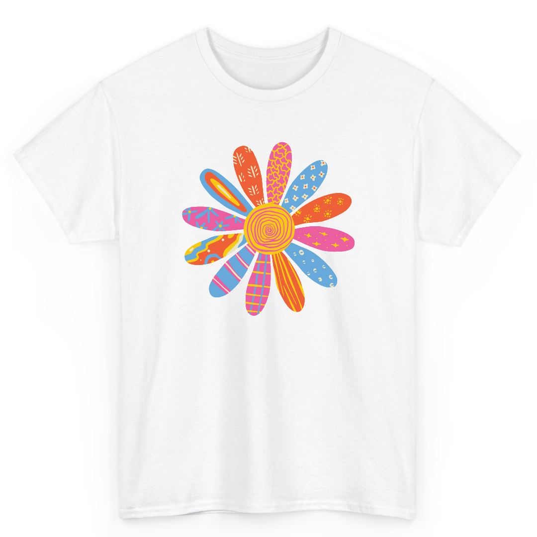 T Shirt Printed Colorful Sunflower