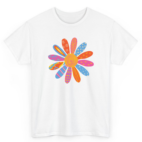 T Shirt Printed Colorful Sunflower