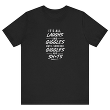 Load image into Gallery viewer, Black Half Sleeves T Shirt Printed IT`s All Laughs And Giggles
