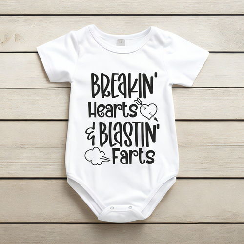 Baby Bodysuit Onesie Printed Breaking Hearts Blasting Farts