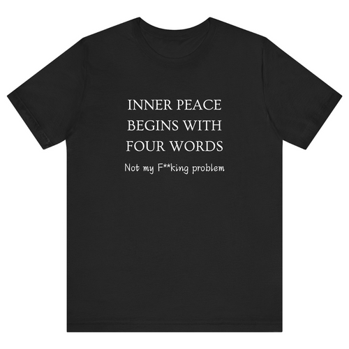 Black Half Sleeves T Shirt Printed Inner Peace