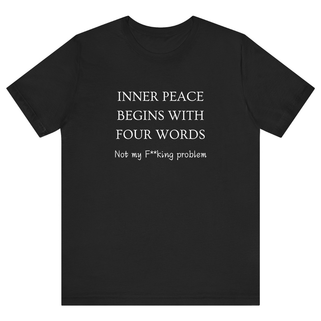 Black Half Sleeves T Shirt Printed Inner Peace