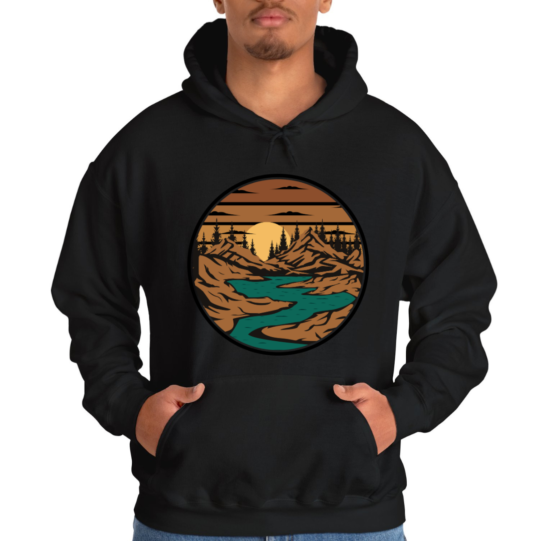 Black Hoodie Printed Winter Hiking