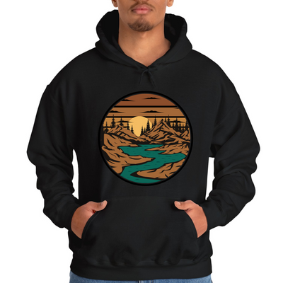 Black Hoodie Printed Winter Hiking