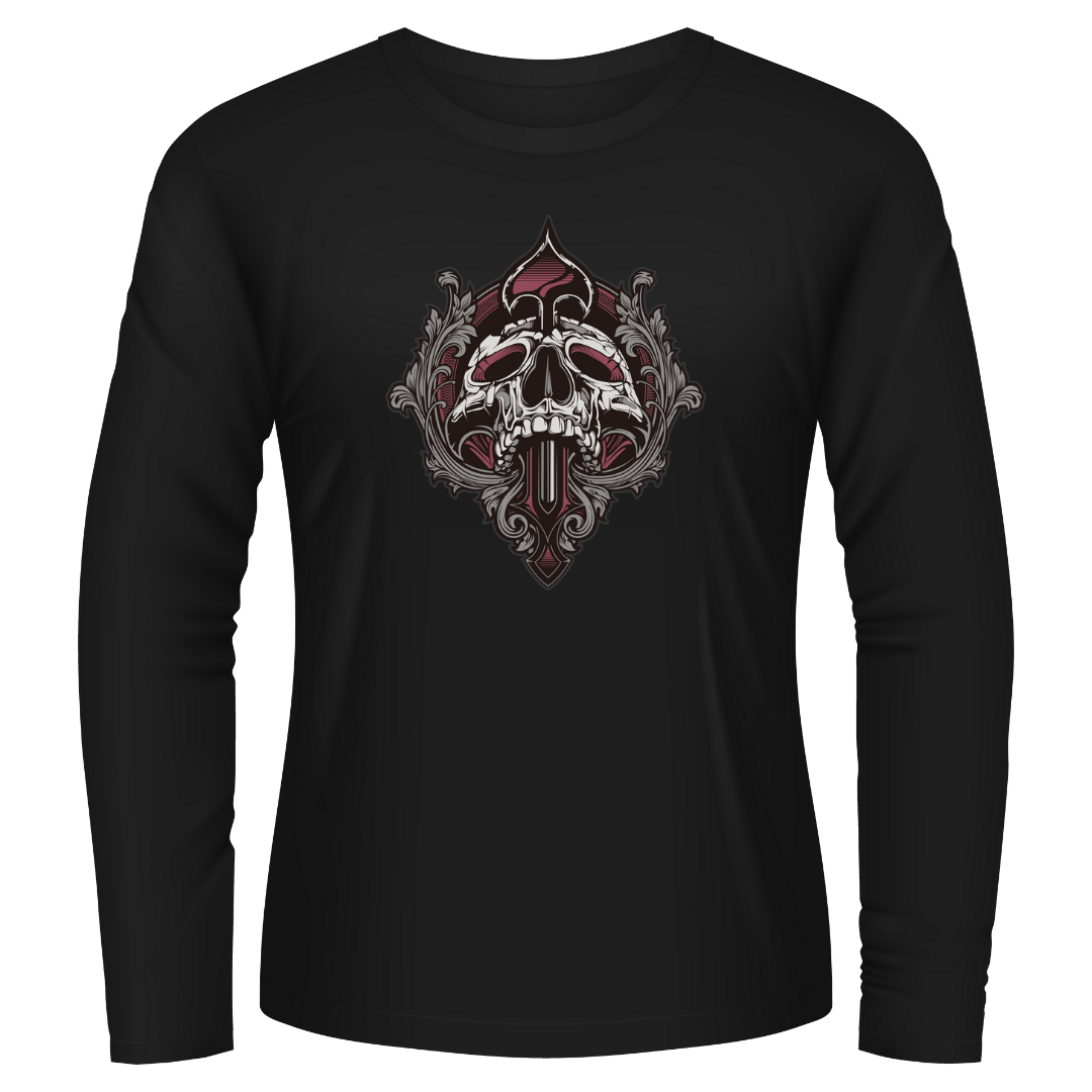 Spade Skull Black Tshirt Long Sleeves