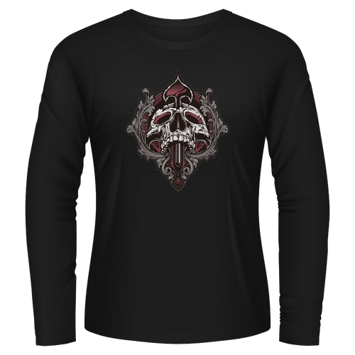 Spade Skull Black Tshirt Long Sleeves