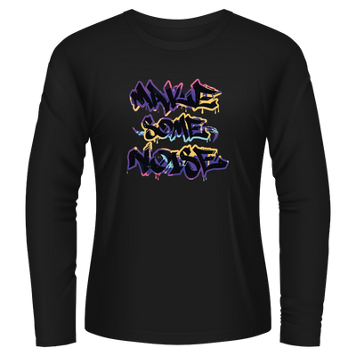 Black Tshirt Long Sleeves Printed Make Some Noise