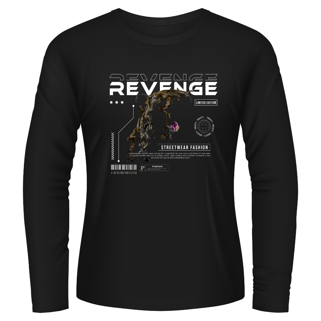 Black Tshirt Long Sleeves Printed Revenge