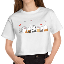 Load image into Gallery viewer, Cropped White T Shirt Printed Cat Paws
