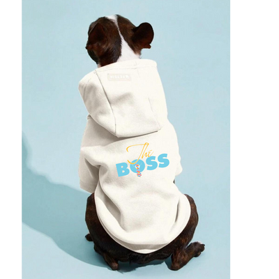 Pet Hoodie Beige Small Dogs Printed The Boss