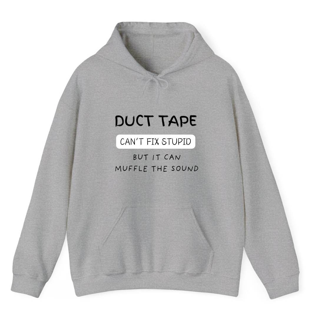 Heather Grey Hoodie Printed Duct Tape