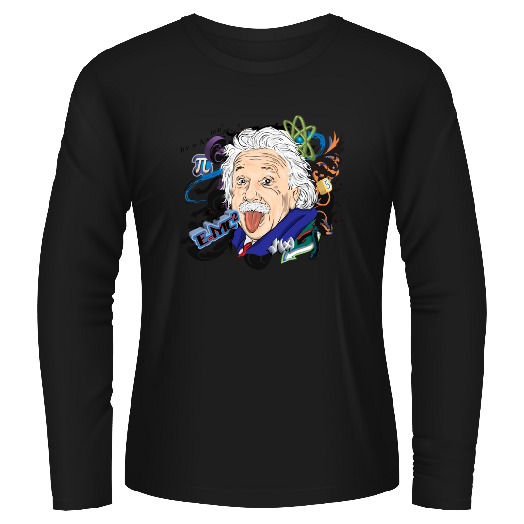 Black Tshirt Long Sleeves Printed Einstein 