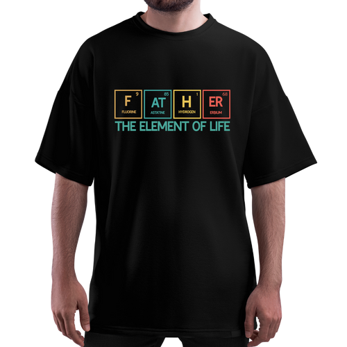 OVERSIZE Black Half Sleeves Printed Father Element Of Life