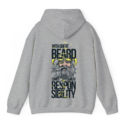 Heather Grey Hoodie Printed With Great Beard