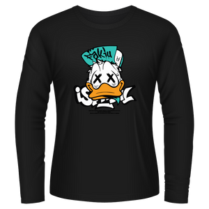 Black Tshirt Long Sleeves Printed Groovy Duck