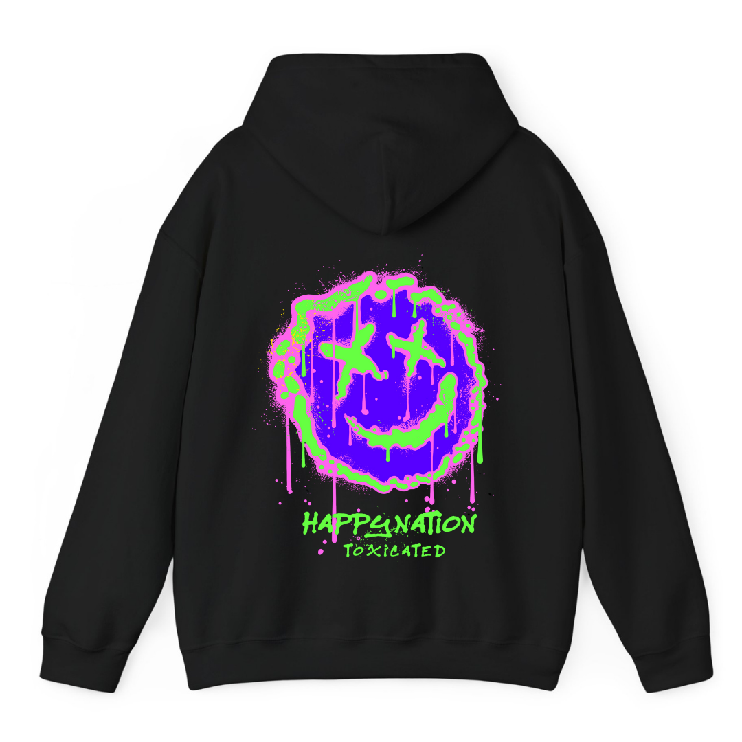 Black Hoodie Printed Happy Nation Toxicated