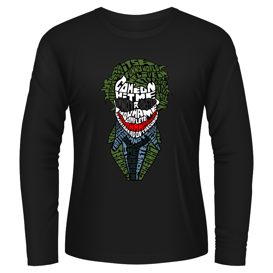 Black Tshirt Long Sleeves Printed Joker