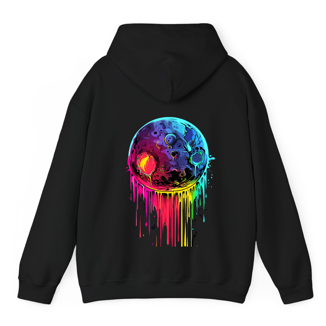 Black Hoodie Printed Neon Moon