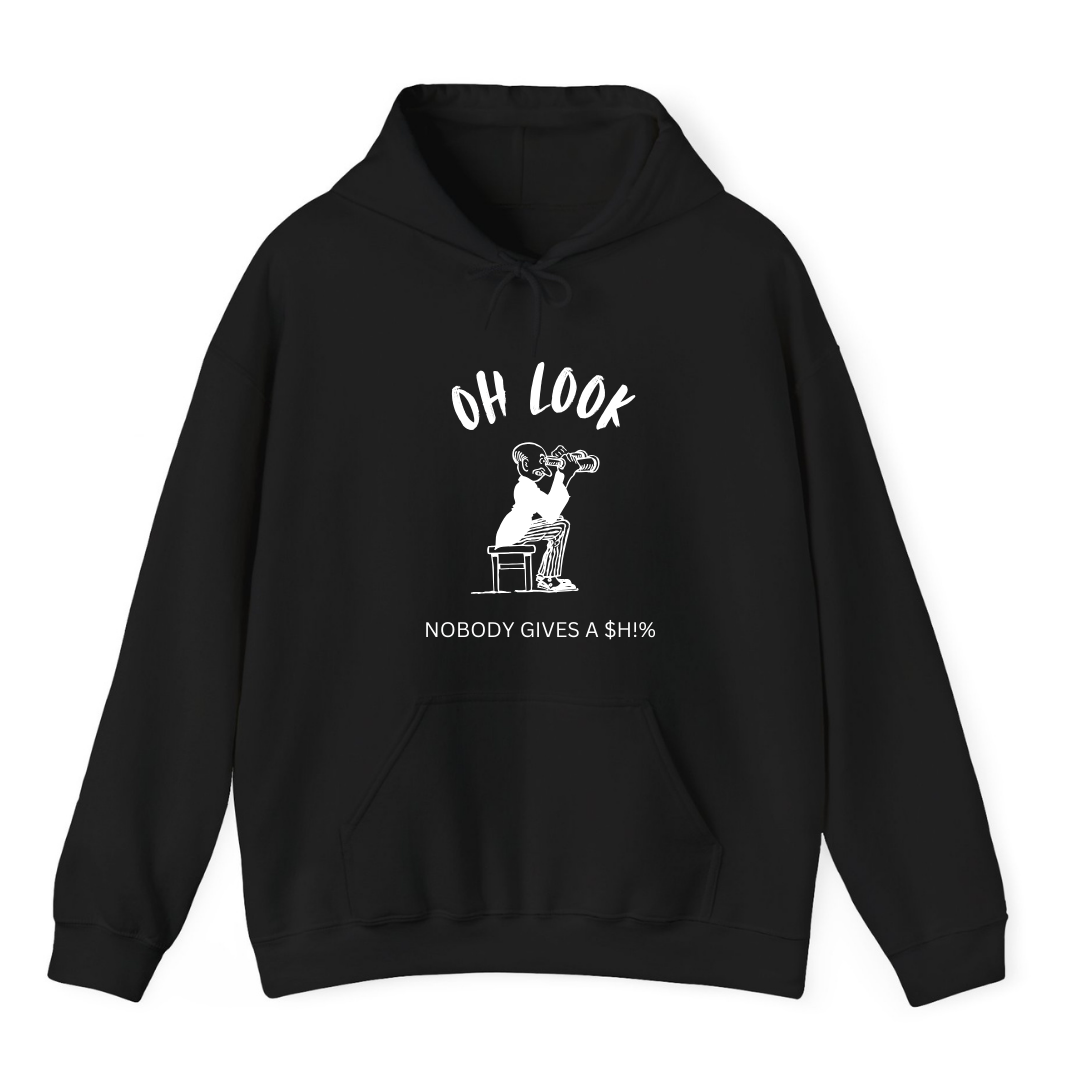 Black Hoodie Printed Oh Look Nobody Gives A S