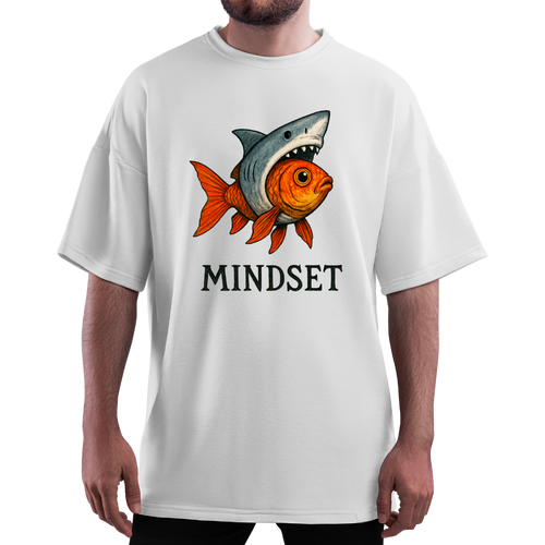 OVERSIZE White Half Sleeves Printed Mindset