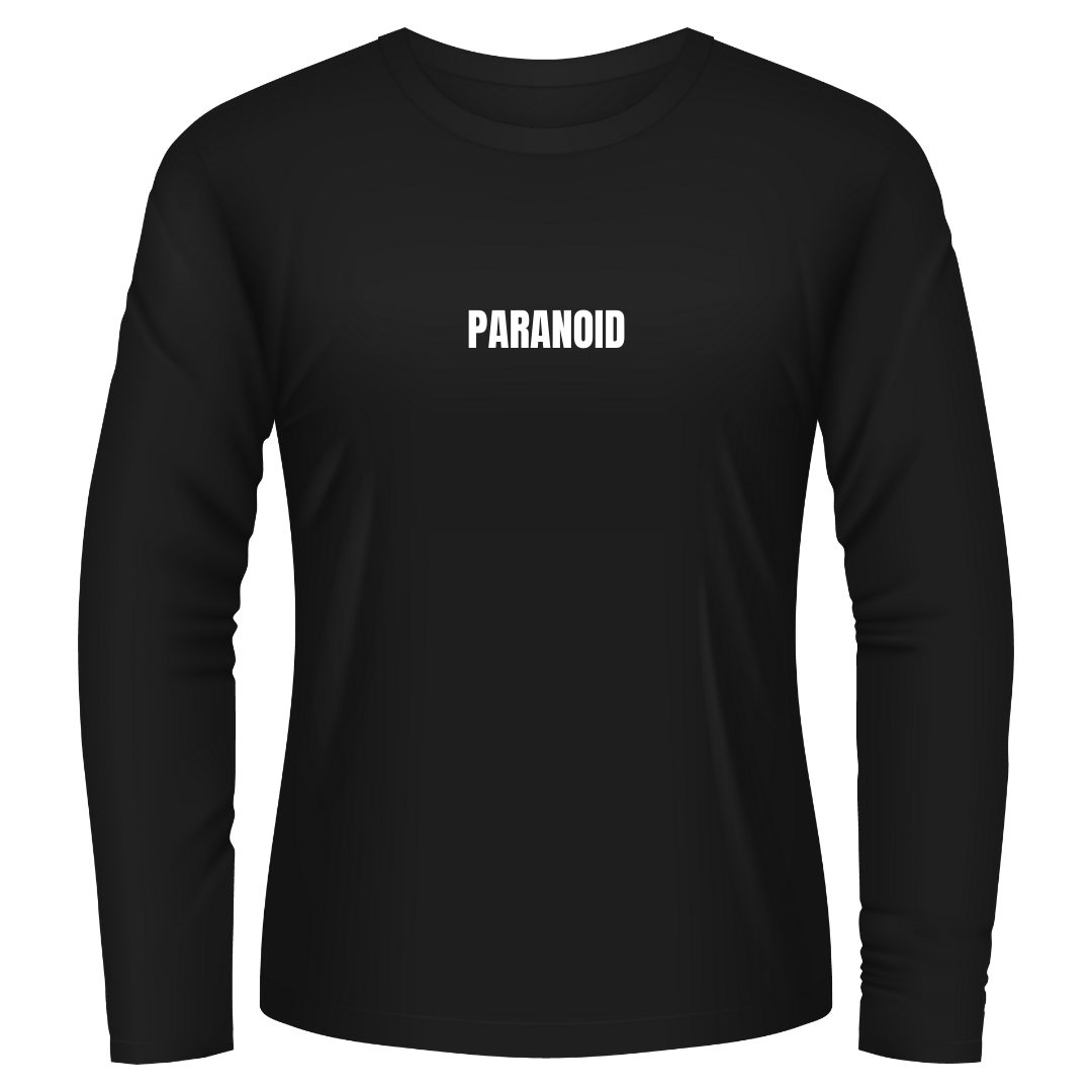 Black Tshirt Long Sleeves Printed Paranoid