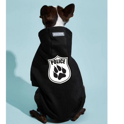 Pet Hoodie Black Small Dogs Printed Police