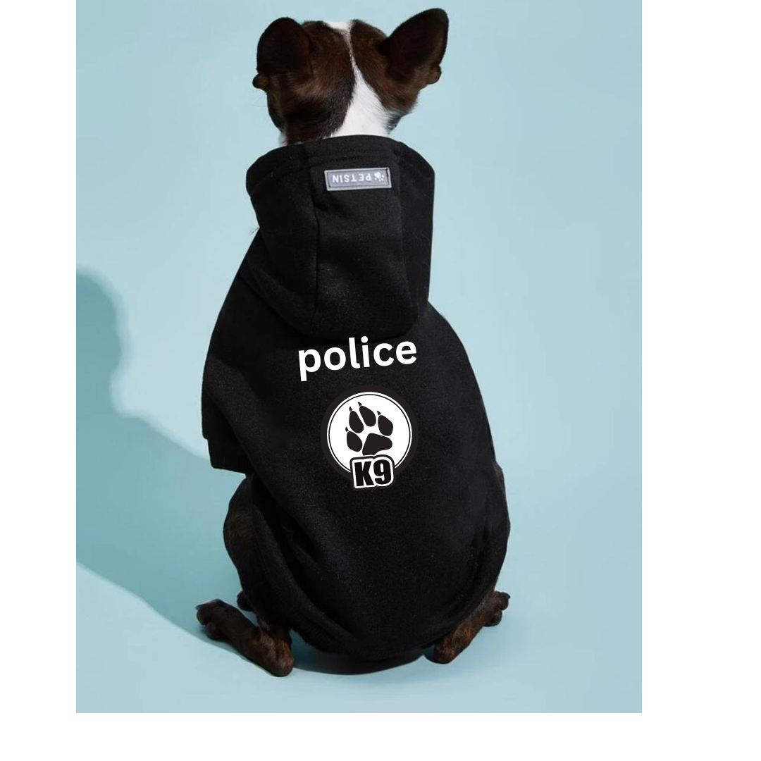 Pet Hoodie Black Small Dogs Printed Police K9