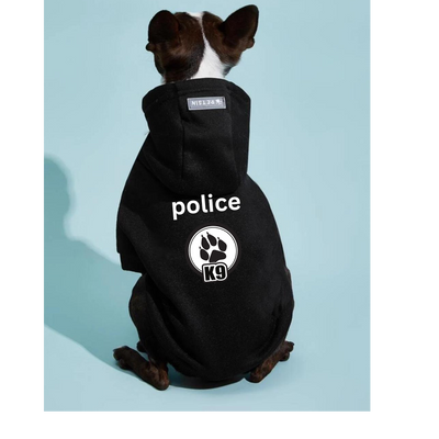 Pet Hoodie Black Small Dogs Printed Police K9