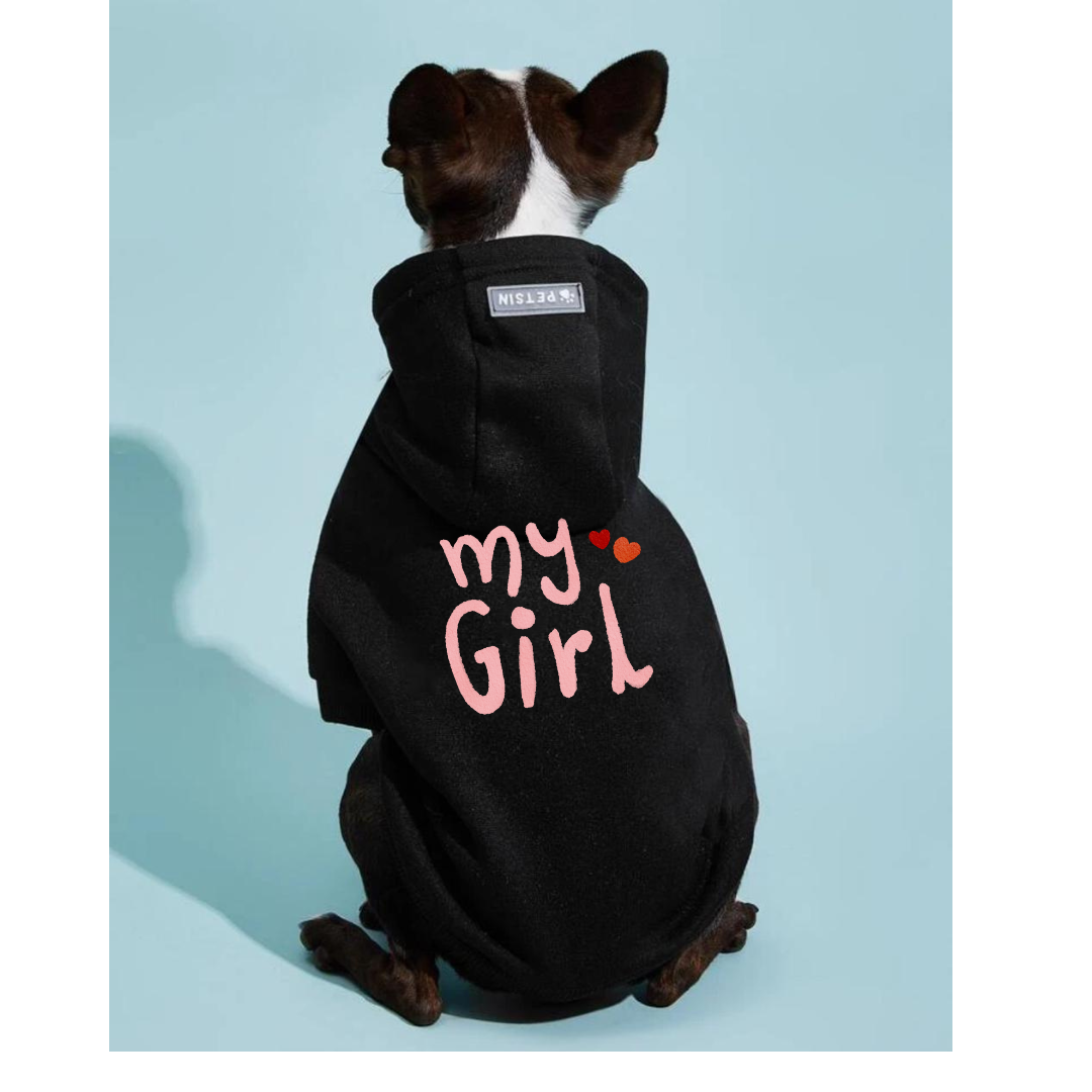 Pet Hoodie Black Small Dogs Printed My Girl