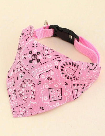 Pet Bandana Adjustable With Printed Pink Pattern for dogs and cats