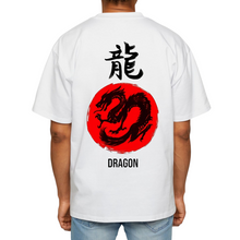 Load image into Gallery viewer, OVERSIZE White Half Sleeves Tshirt Printed Red Dragon
