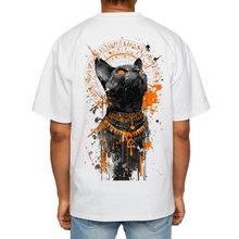 Load image into Gallery viewer, OVERSIZE White Half Sleeves Tshirt Printed Egyptian Cat
