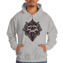 Load image into Gallery viewer, Heather Grey Hoodie Spade Skull
