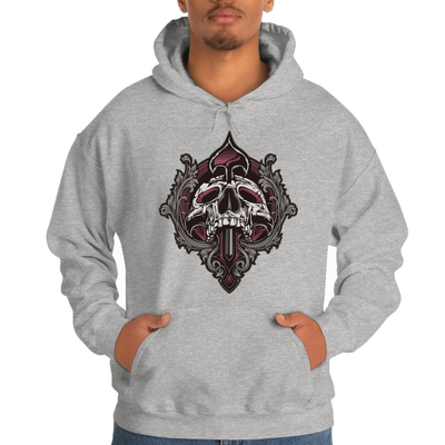 Heather Grey Hoodie Spade Skull