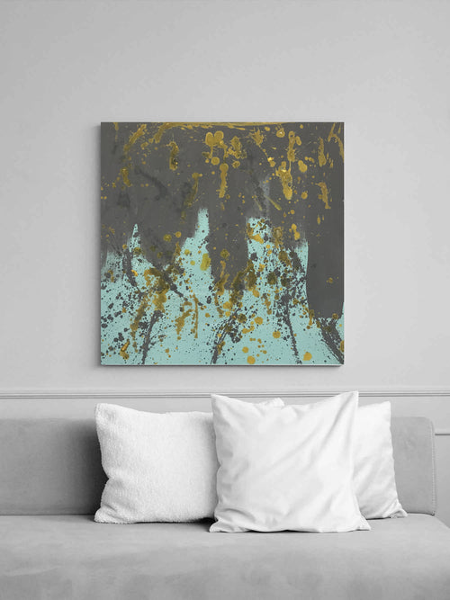 Hand Painted Canvas Abstract Golden Dusk