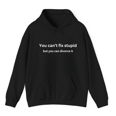 Black Hoodie Printed Cant Fix Stupid