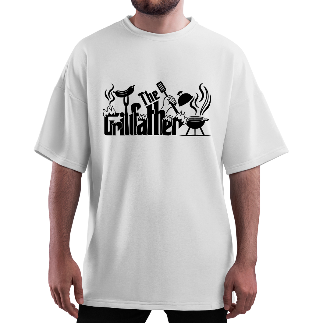 OVERSIZE White Half Sleeves Tshirt Printed The GrillFather