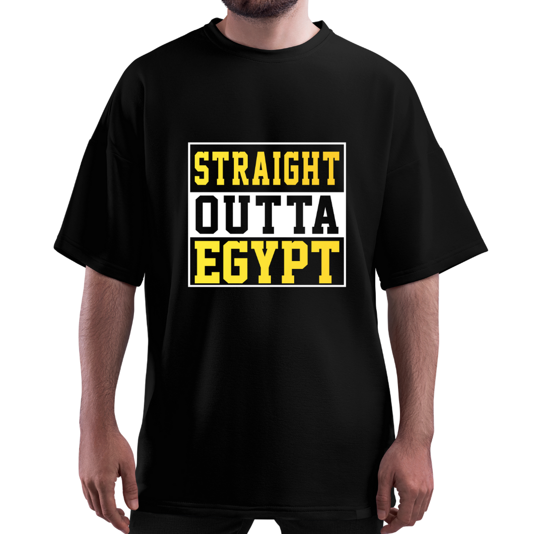 OVERSIZE Black Half Sleeves Tshirt Printed Straight Outta Cairo