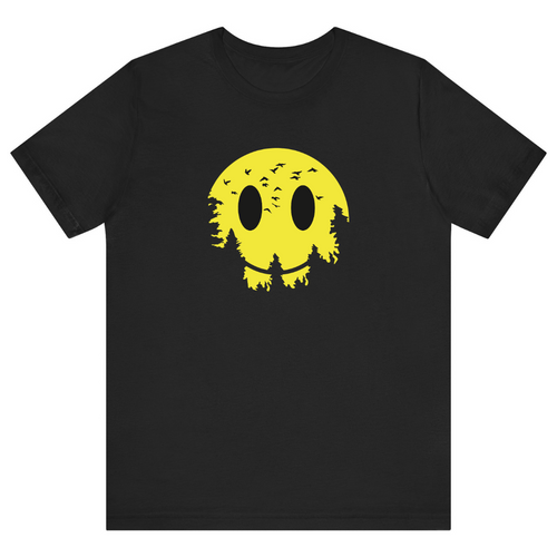 Black Half Sleeves T Shirt Nature Smile
