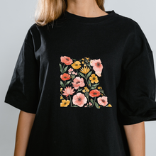 Load image into Gallery viewer, OVERSIZE Black Half Sleeves Tshirt Printed Floral Egypt
