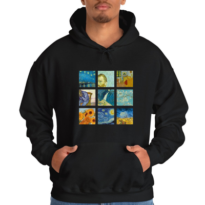 Black Hoodie Printed Van Gogh